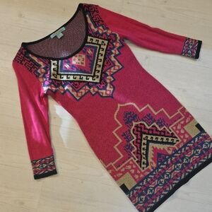 Geometric Patterned Pink Dress